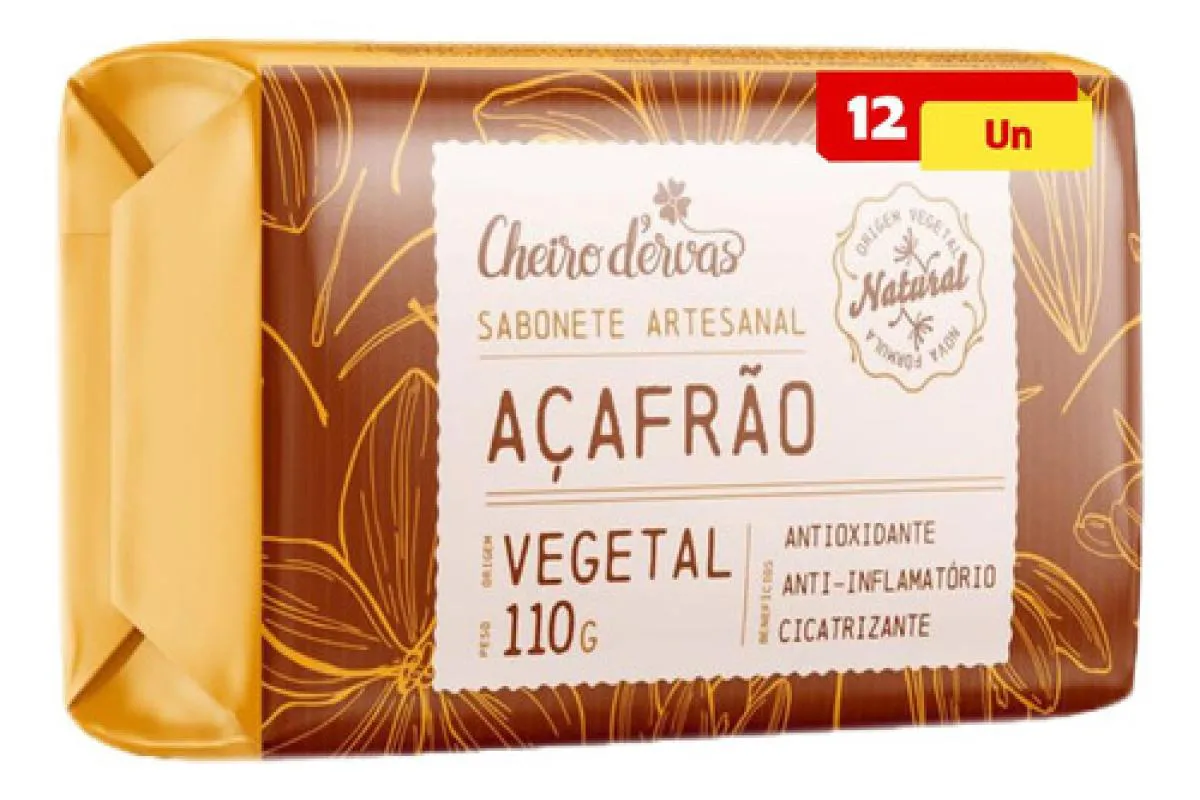 KIT 12 SABONETE DE ACAFRAO 110G - CHEIRO DE ERVAS