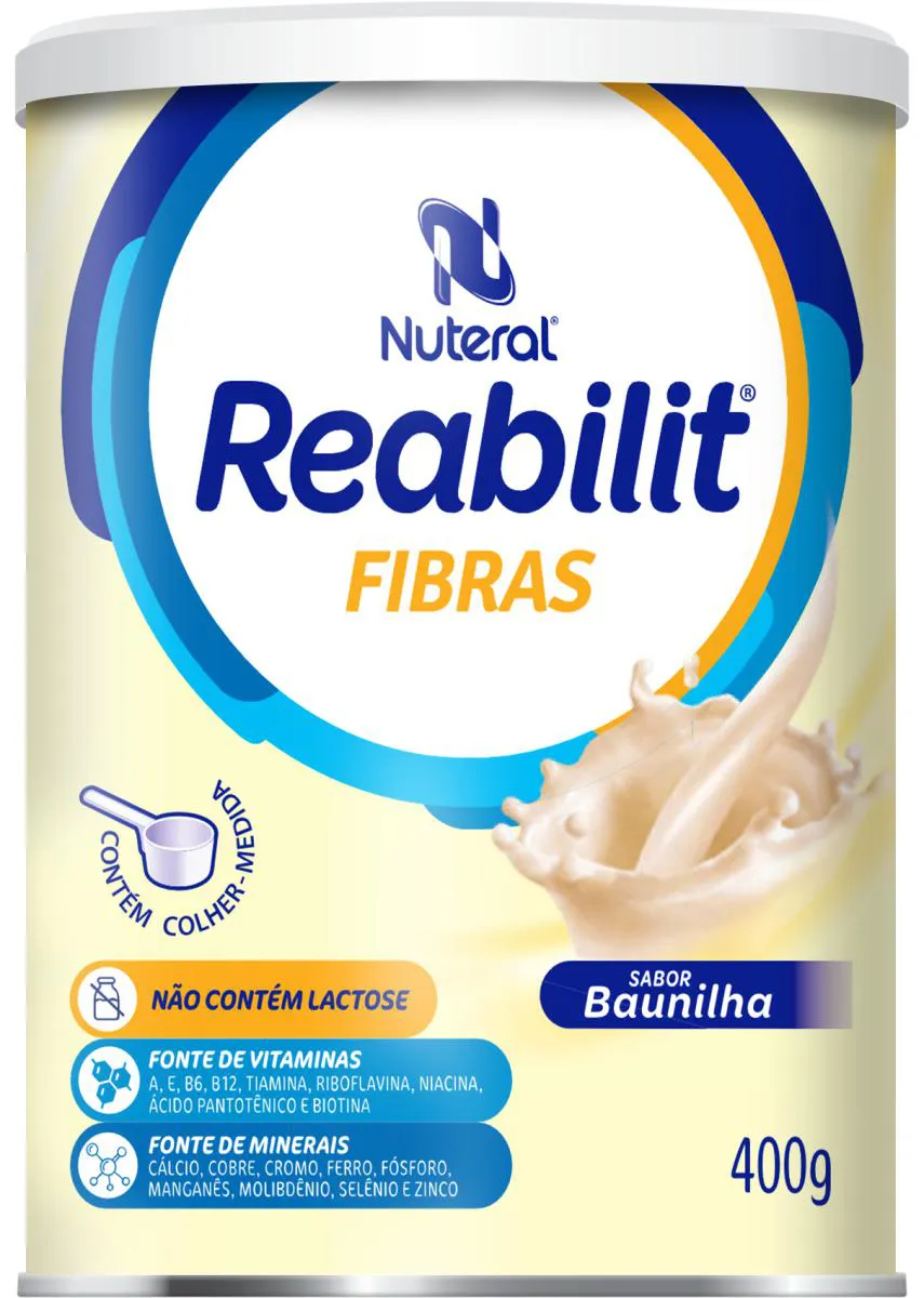 REABILIT FIBRAS, NUTRIçãO QUE SEU CORPO SENTE. BAUNILHA, LATA 400G