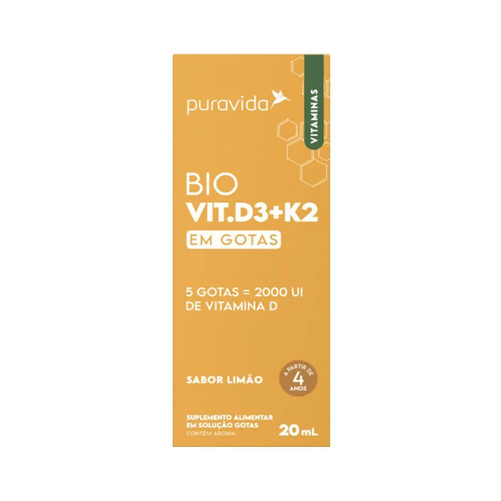 PURAVIDA VITAMINA D3 + K2 EM GOTAS 20ML