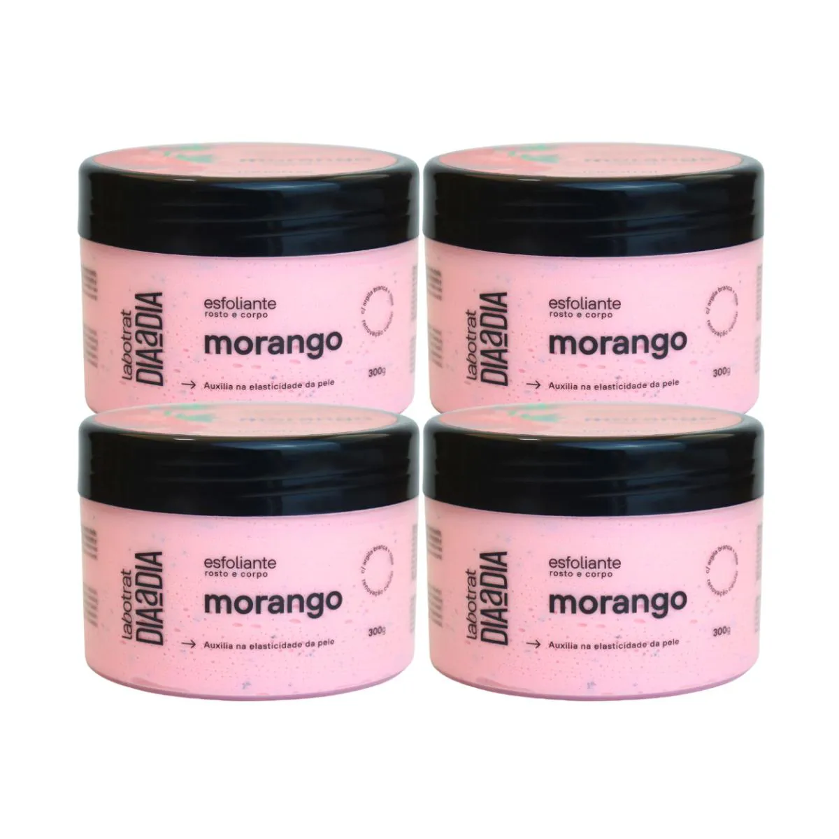 KIT 4 ESFOLIANTES CREME MORANGO CORPORAL FACIAL LABOTRAT