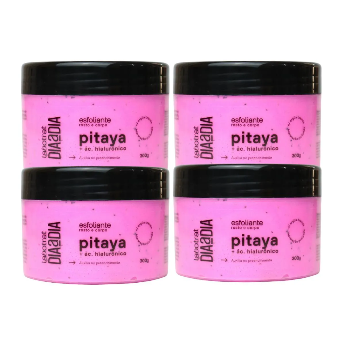 KIT 4 ESFOLIANTES CREME PITAYA ÁCIDO HIALURôNICO LABOTRAT