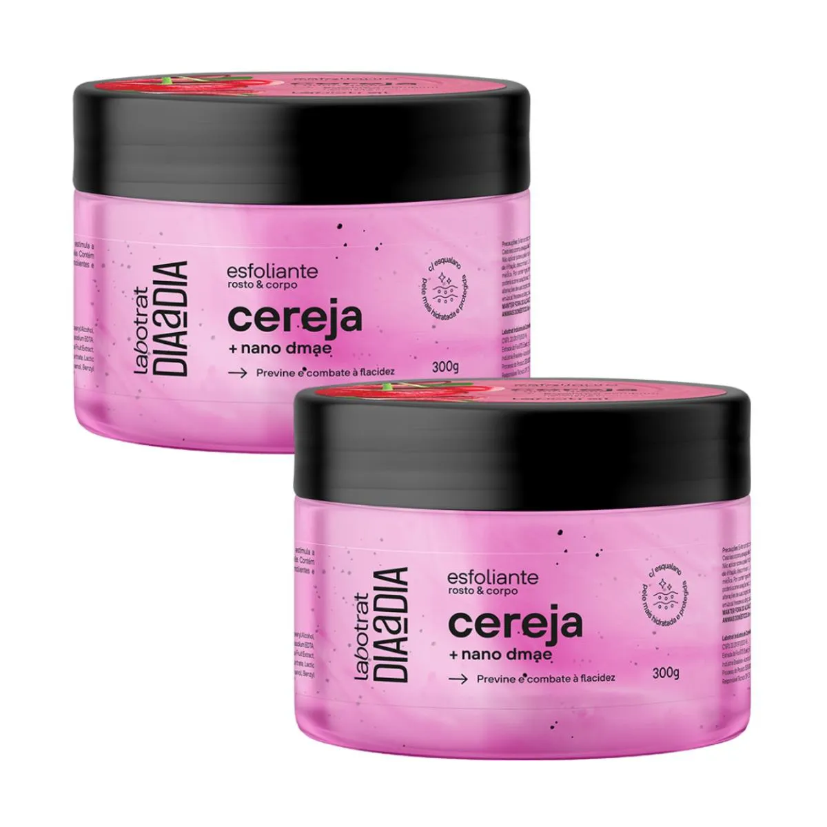 KIT 2 ESFOLIANTES CREME CEREJA CORPORAL FACIAL LABOTRAT