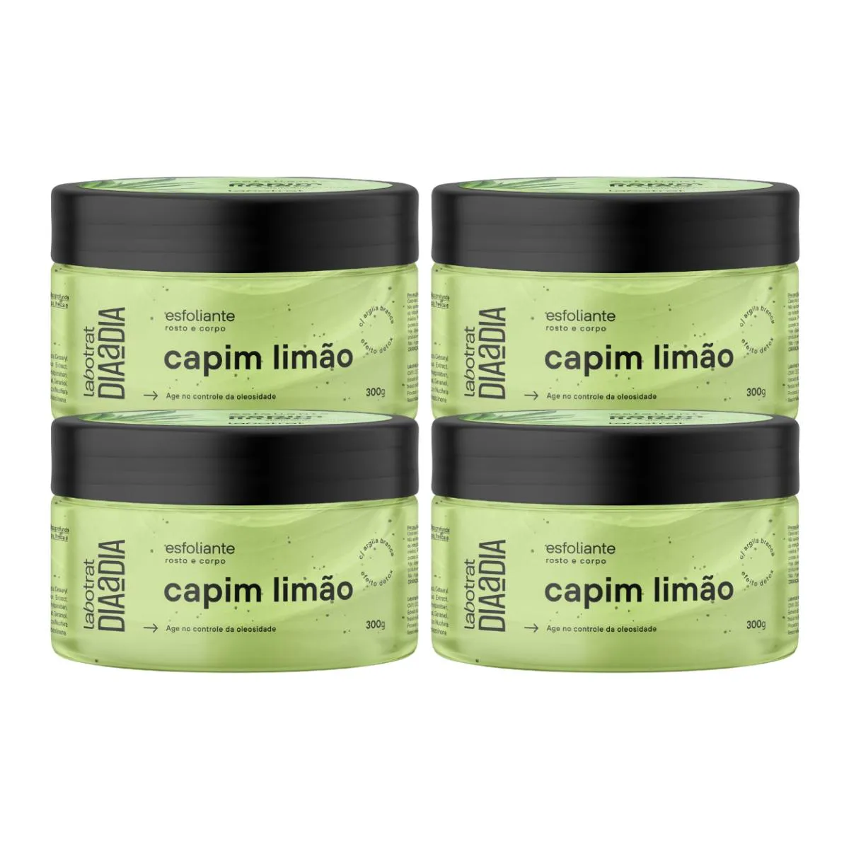 KIT 4 ESFOLIANTES CREME CAPIM LIMãO CORPORAL FACIAL LABOTRAT