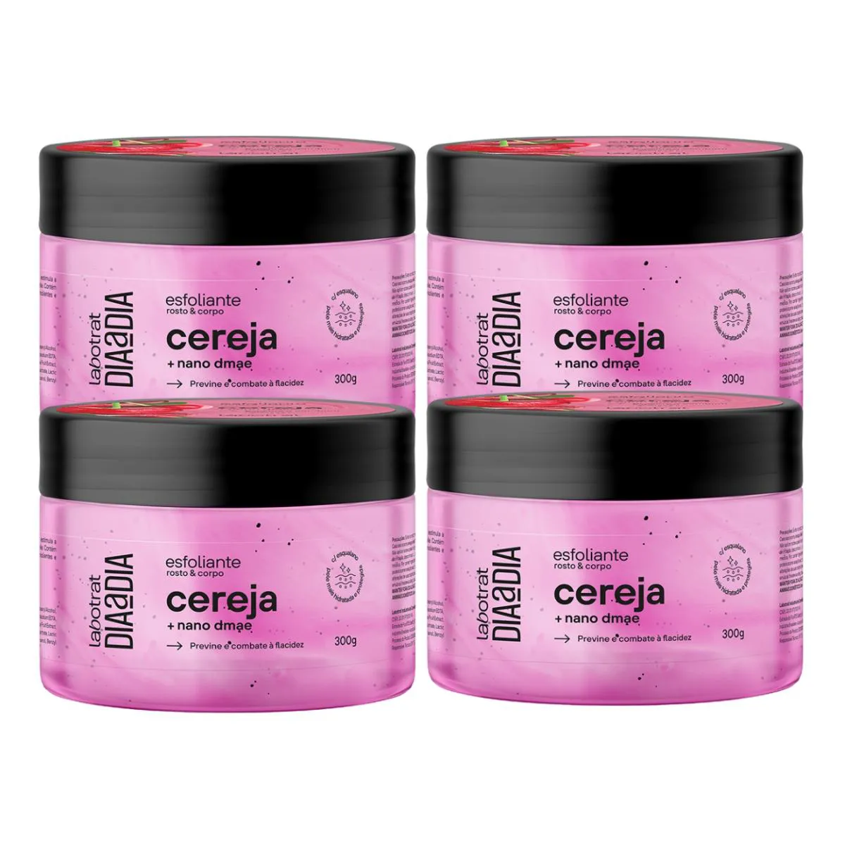 KIT 4 ESFOLIANTES CREME CEREJA CORPORAL FACIAL LABOTRAT