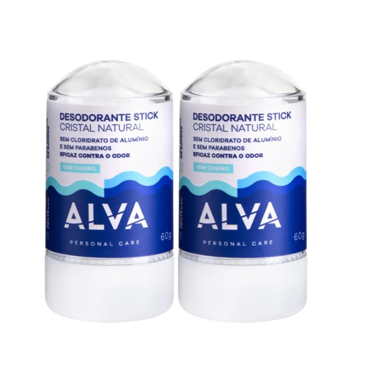 KIT 2 DESODORANTES STICK CRISTAL NATURAL SEM CHEIRO ALVA