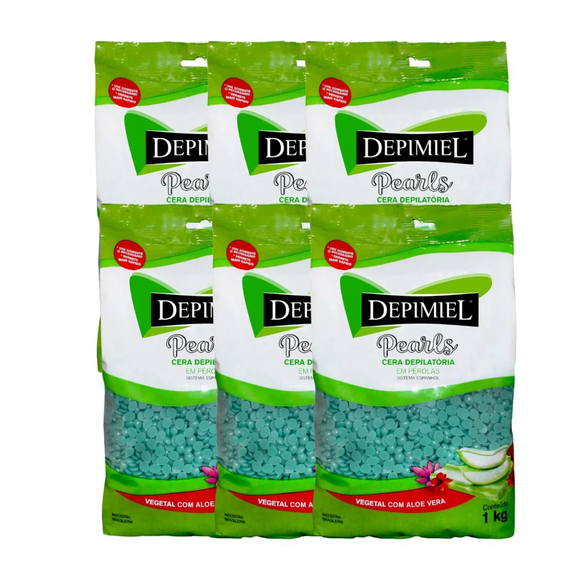 KIT 6 CERA DEPILATóRIA VEGETAL ALOE VERA PéROLA DEPIMIEL