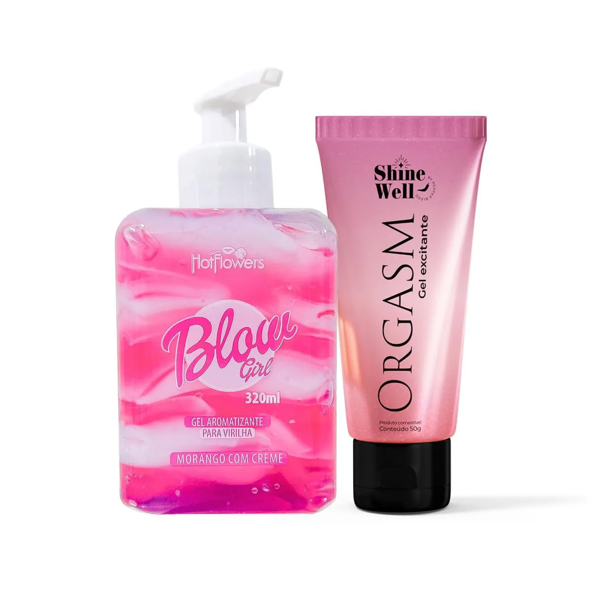 KIT BLOW GIRL HIDRATANTE AVELUDADO BEIJáVEL PARA REGIãO PéLVICA E VIRILHA E GEL EXCITANTE ORGASM BEIJáVEL 50G