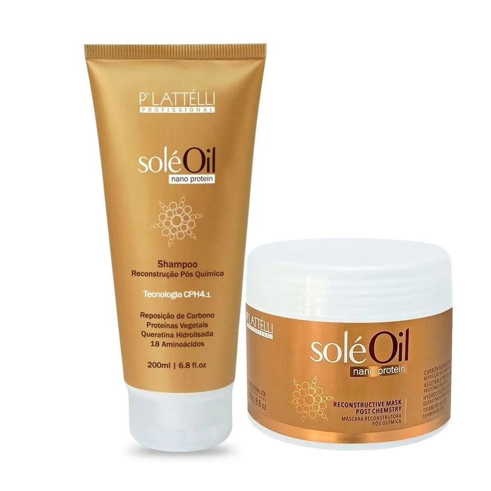 KIT P'LATTéLLI PROFISSIONAL SOLE OIL - SHAMPOO 200ML  + MáSCARA 250G