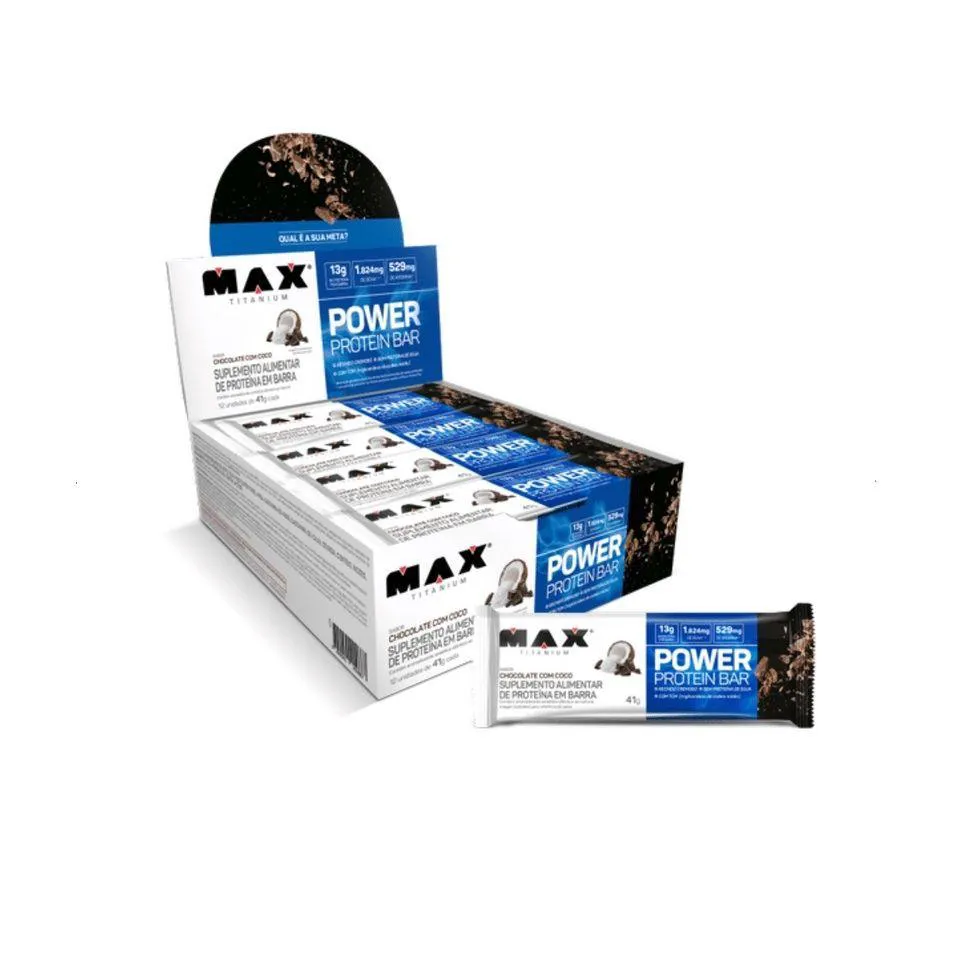 POWER PROTEIN BAR CAIXA COM 12 UNIDADES (492G) - SABOR: CHOCOLATE C/ COCO
