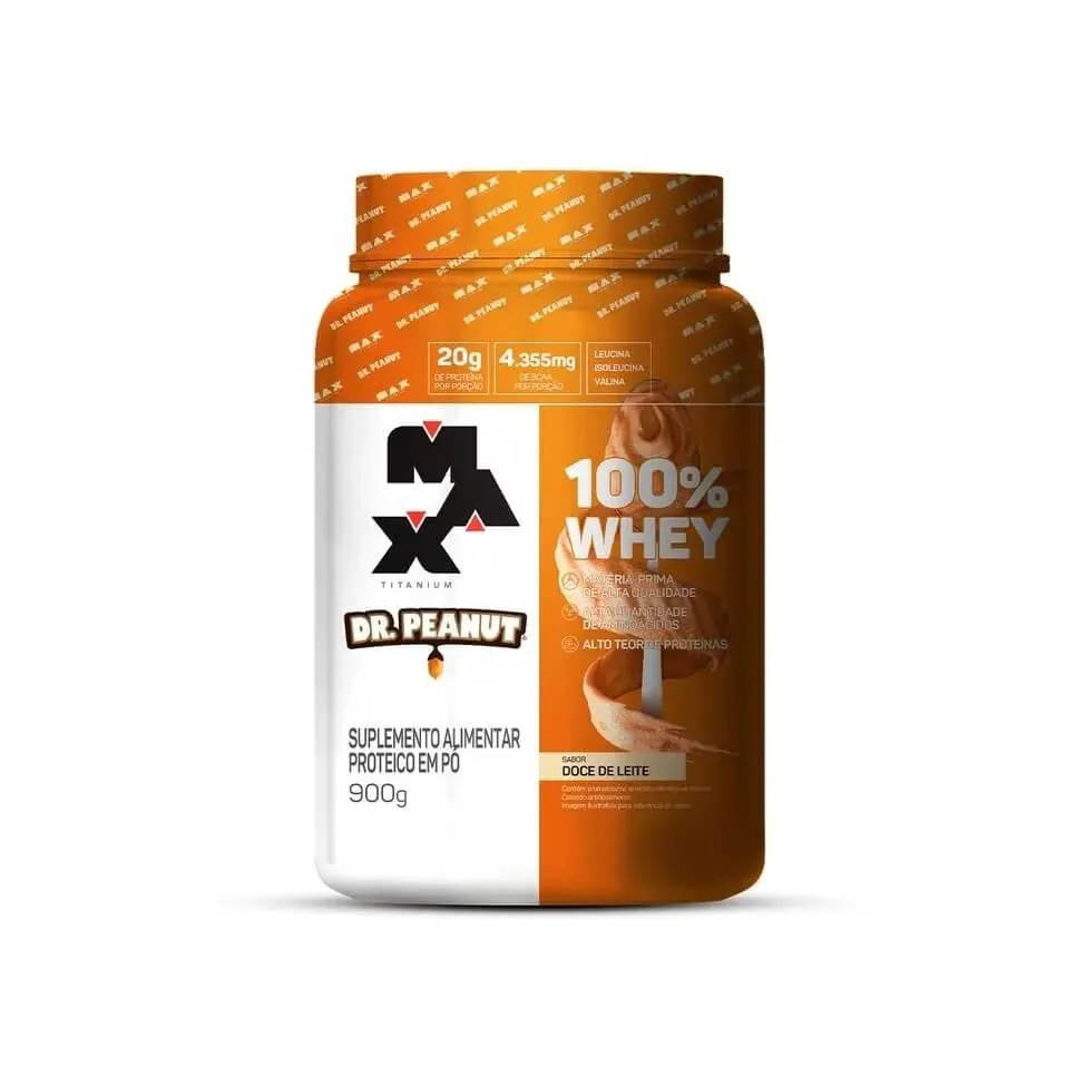 100% WHEY MAX TITANIUM X DR. PEANUT (900G) - DOCE DE LEITE