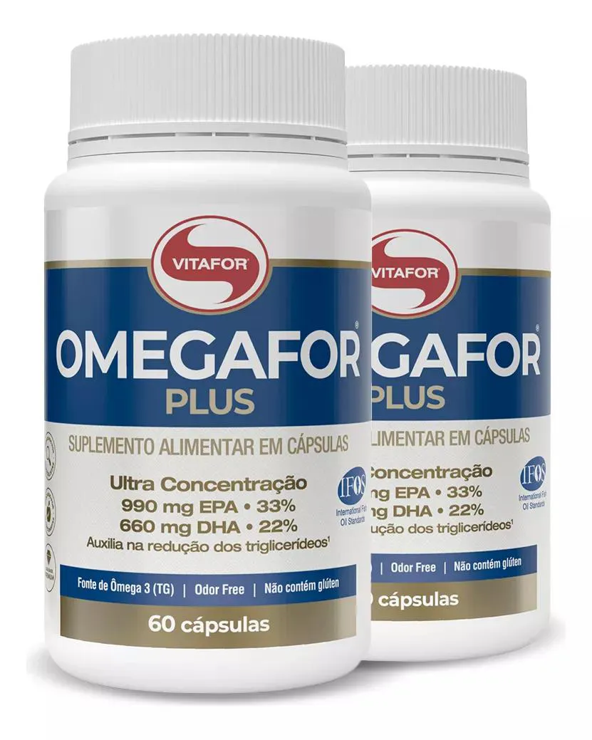 KIT 2 ÔMEGAFOR PLUS 1000MG VITAFOR 60 CáPSULAS