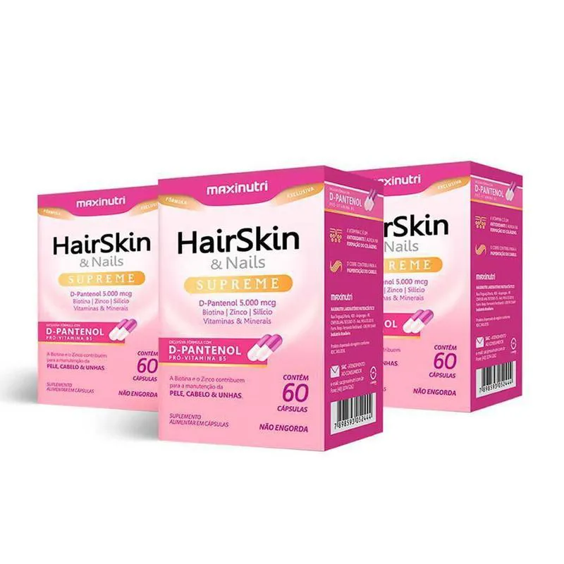 3 HAIRSKIN & NAILS SUPREME COM D-PANTENOL 60 CAPS MAXINUTRI