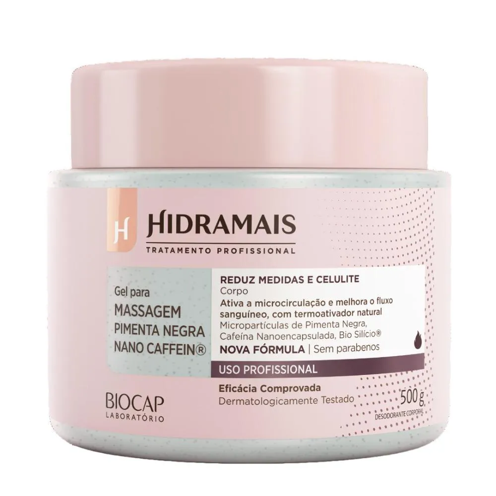 GEL MASSAGEM PIMENTA NEGRA NANO CAFFEIN 500GR HIDRAMAIS