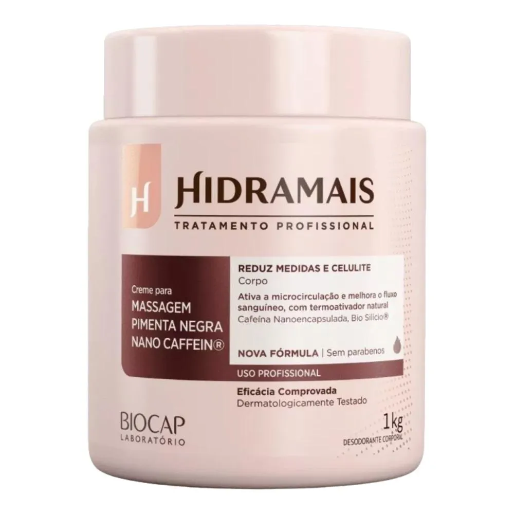 CREME MASSAGEM PIMENTA NEGRA NANO CAFFEIN 1KG HIDRAMAIS