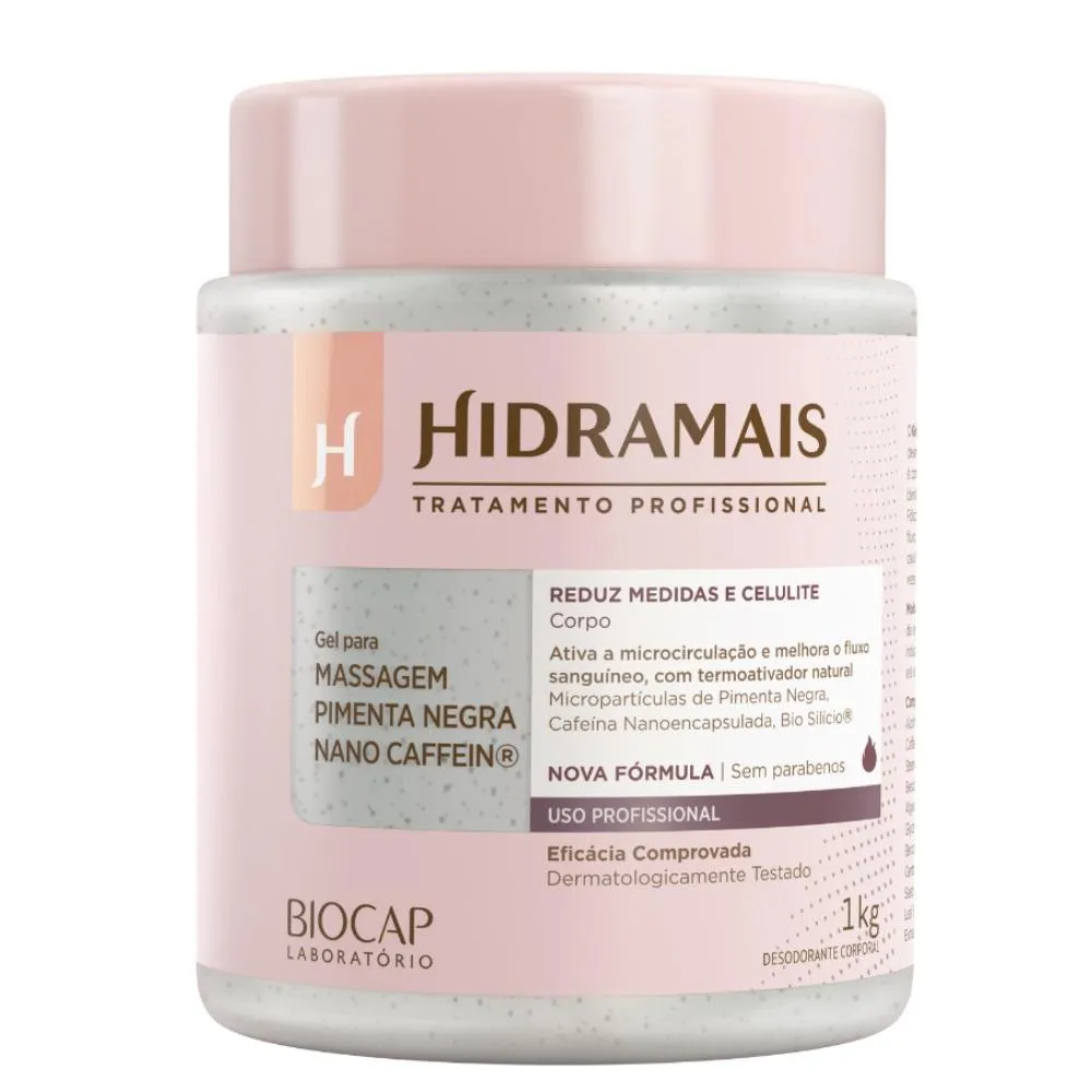 GEL PARA MASSAGEM PIMENTA NEGRA NANO CAFFEIN 1KG HIDRAMAIS