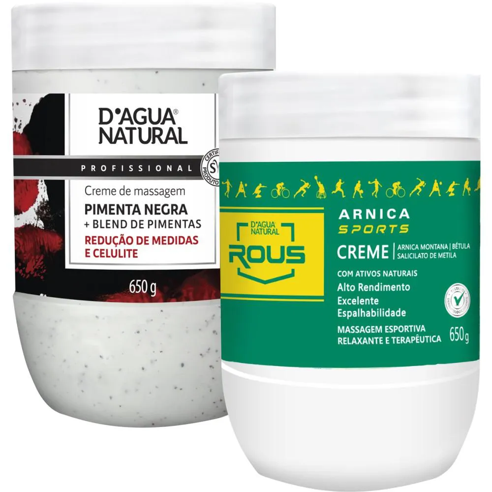 KIT ARNICA SPORTS CREME DE PIMENTA NEGRA REDUTOR DÁGUA NATRAL