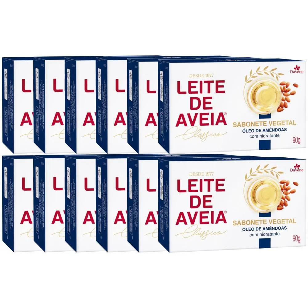 12UN SABONETE VEGETAL LEITE DE AVEIA OLEO AMENDOAS 90G DAVENE