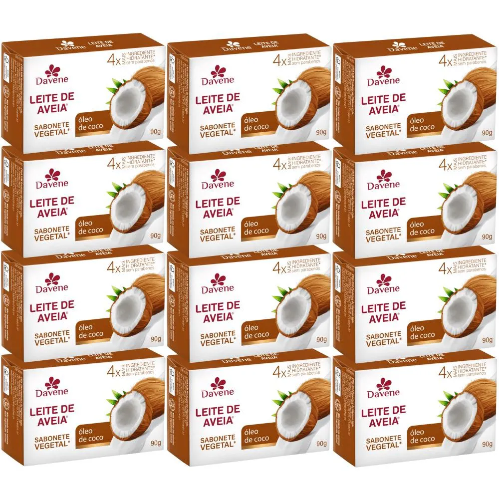 12UN SABONETE VEGETAL LEITE DE AVEIA OLEO DE COCO 90G DAVENE