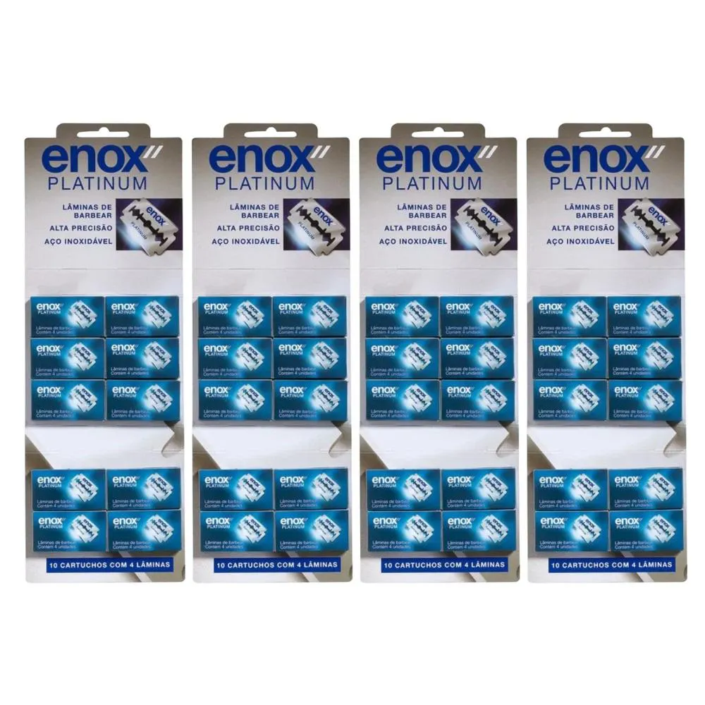 160 UNIDADES DE LâMINA DE BARBEAR FIO DUPLO PLATINUM ENOX