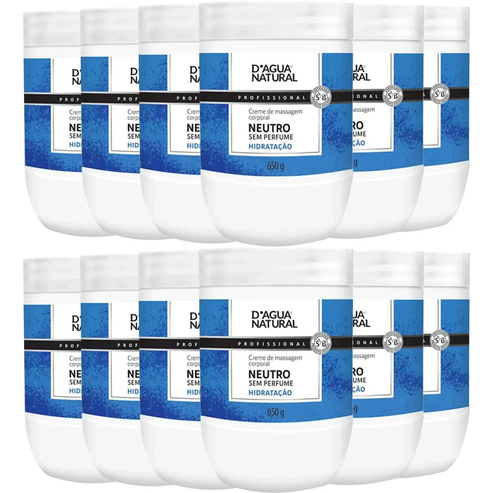 12UN CREME MASSAGEM CORPORAL NEUTRO  650G DAGUA NATURAL