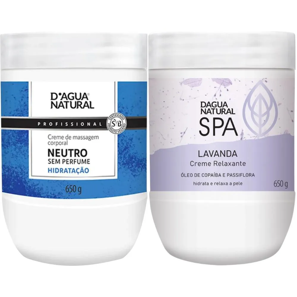 CREME MASSAGEM SPA LAVANDA E CREME NEUTRO 650G DAGUA NATURAL