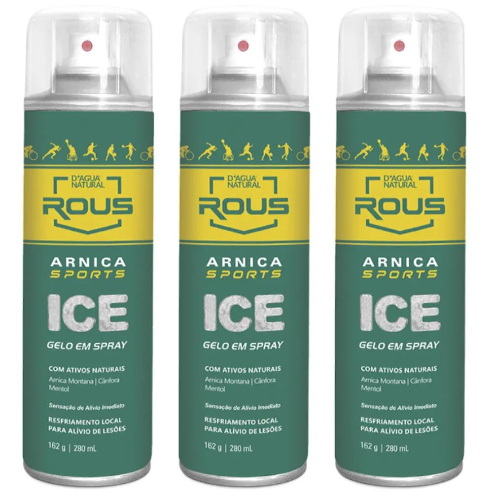 KIT 3UN GELO EM SPRAY ARNICA SPORTS ICE 280ML DAGUA NATURAL
