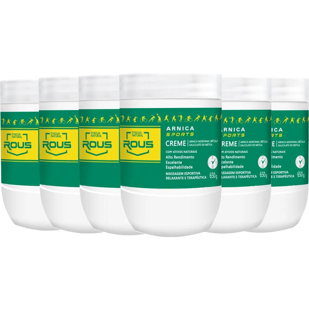 6UN ARNICA SPORTS MASSAGEM ESPORTIVA 650G DAGUA NATURAL