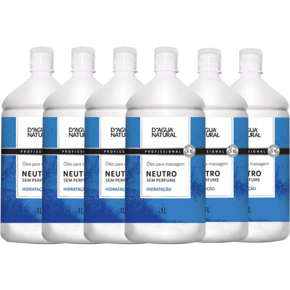 6Un Oleo Massagem Neutro Massoterapia 1Lt D'Agua Natural