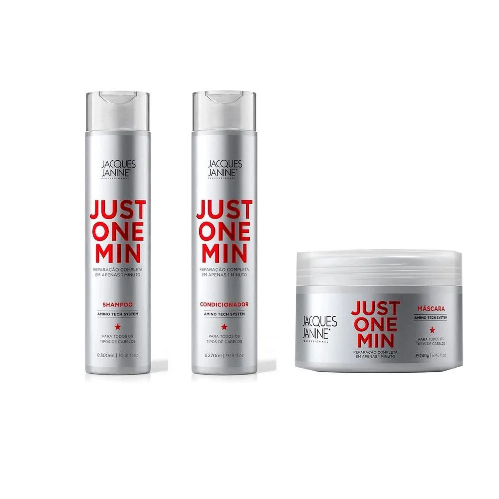 KIT JUST ONE MINUTE - SHAMPOO JUST ONE MINUTE + CONDICIONADOR JUST ONE MINUTE = GANHE 50%OFF NA MáSCARA