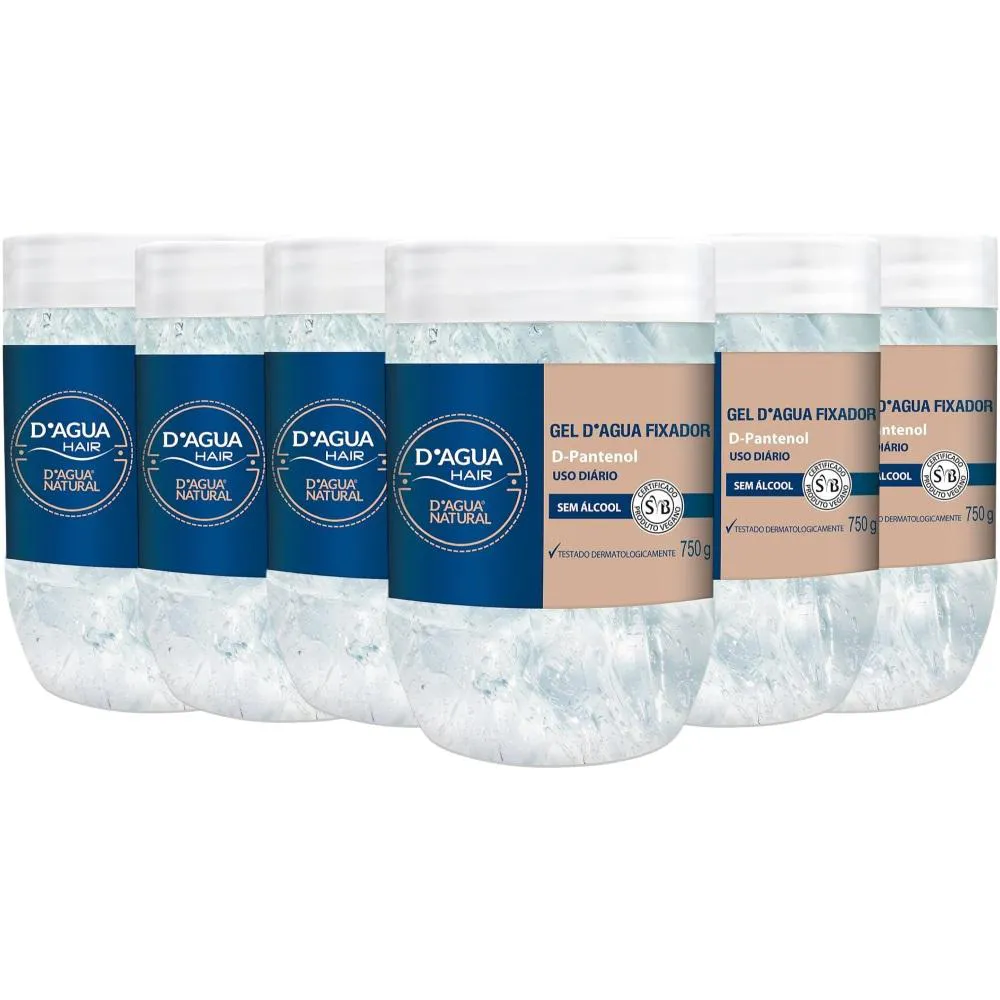 6Un gel D'Agua Fixador Para Uso Diario 750g D'Agua Natural