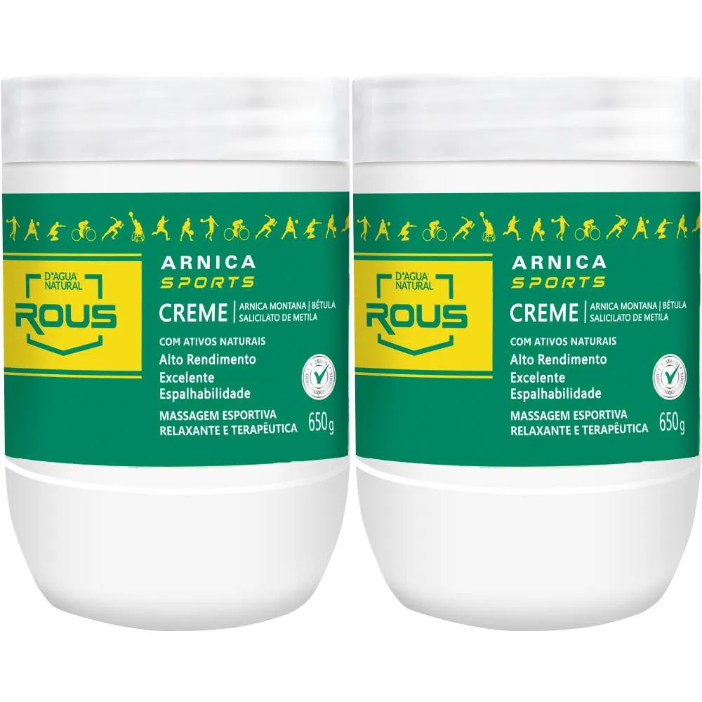 2 ARNICA SPORTS CREME MASSAGEM ESPORTIVA 650G DAGUA NATURAL