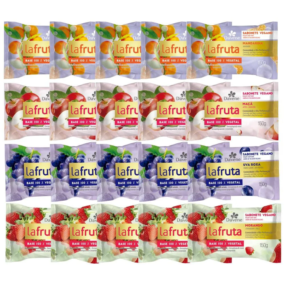 20UN LA FRUTA SABONETE  BARRA VEGETAL 150G DAVENE