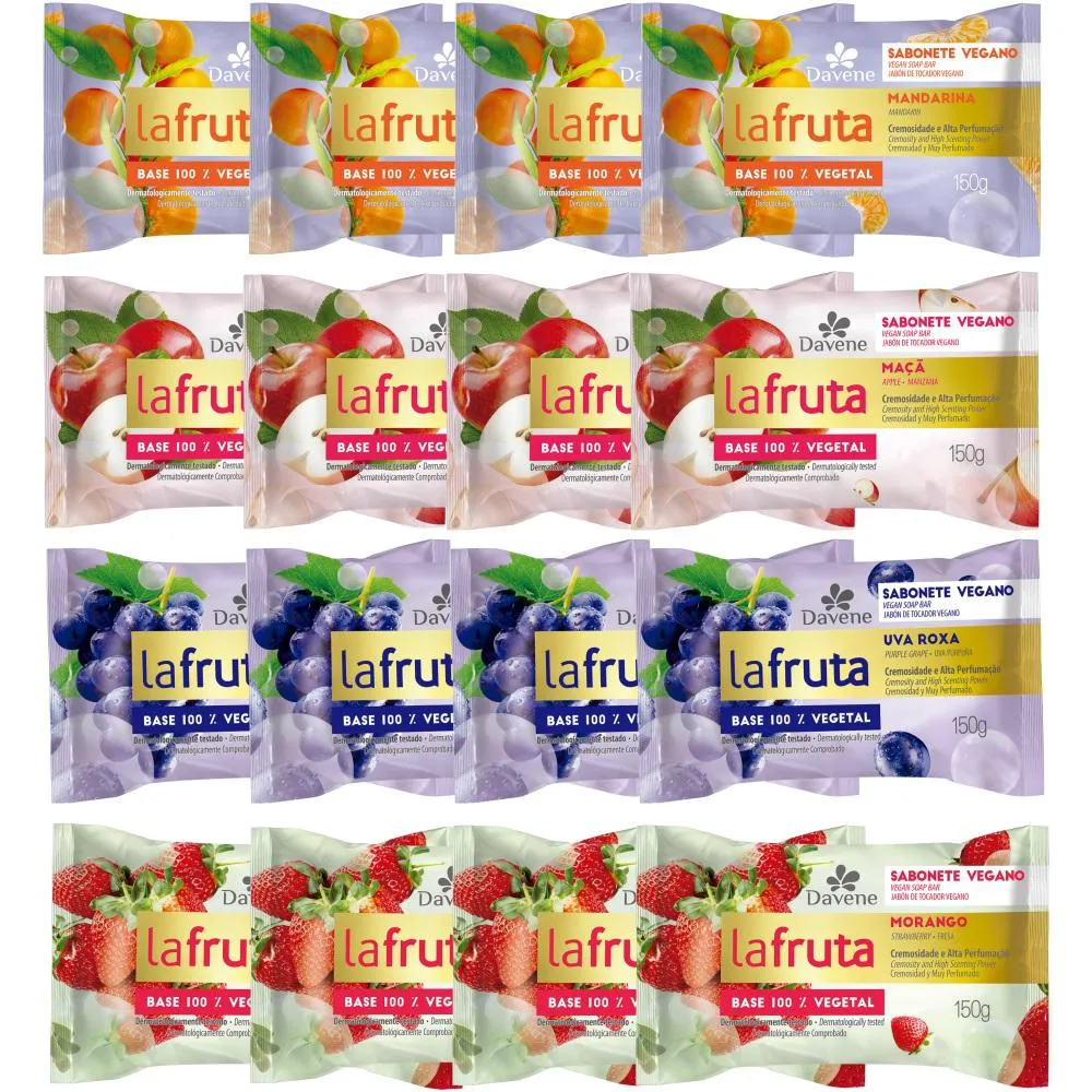 16UN LA FRUTA SABONETE  BARRA VEGETAL 150G DAVENE
