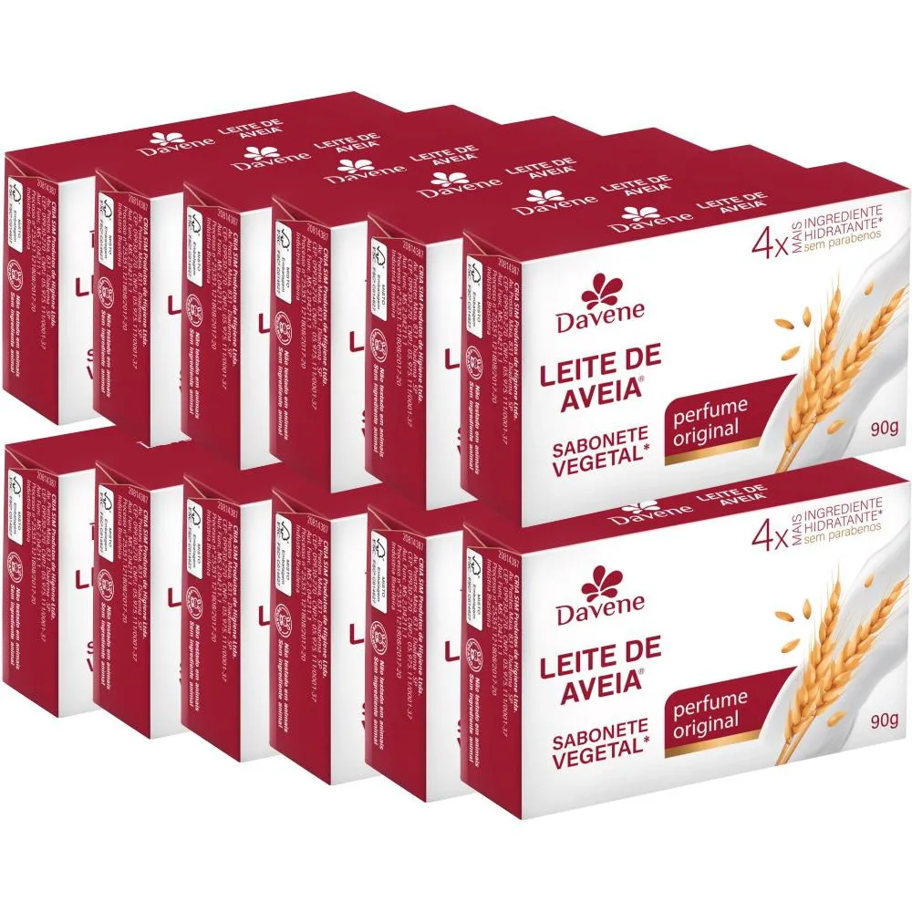 12UN SABONETE VEGETAL LEITE DE AVEIA CLASSICO 90G  DAVENE
