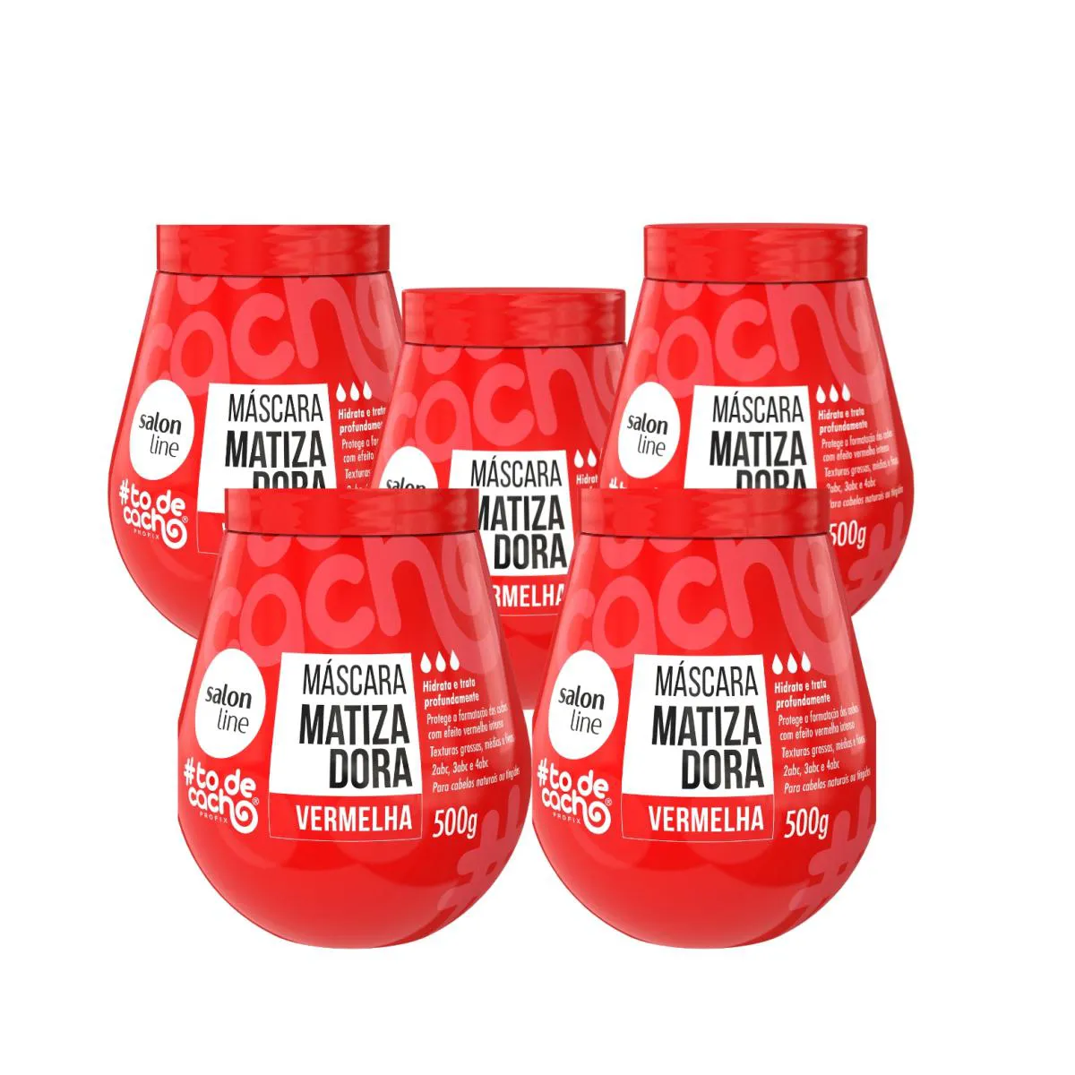 KIT 5 MáSCARAS MATIZADORA VERMELHA TO DE CACHOS SALON LINE
