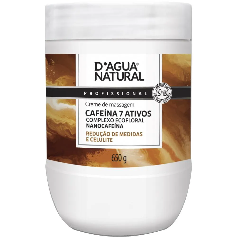 CREME MASSAGEM REDUTORA CAFEINA  7 ATIVOS 650G DAGUA NATURAL
