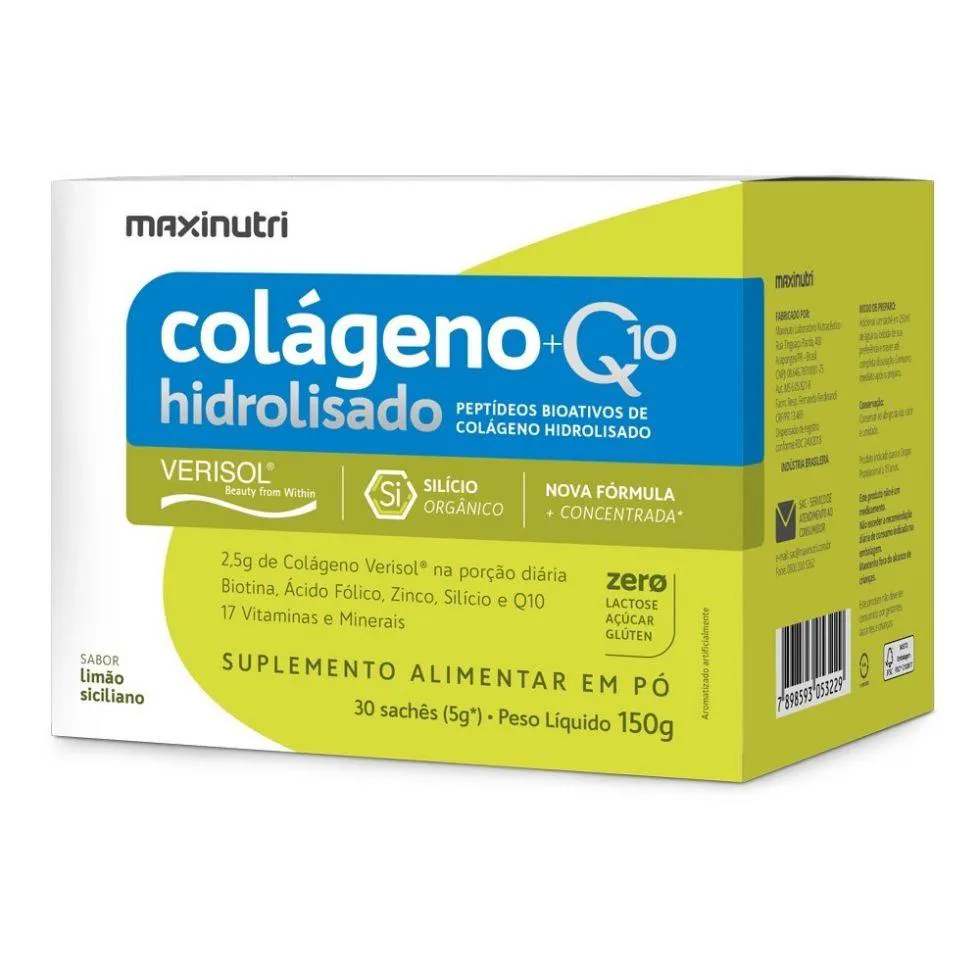COLáGENO HIDROLISADO 2 EM 1 VERISOL + Q10 (30 SACHêS DE 5G) - SABOR: LIMãO SICILIANO