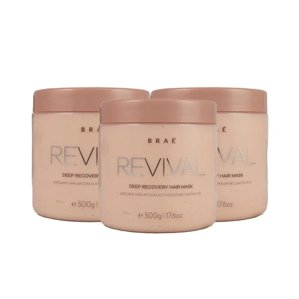 BRAé REVIVAL KIT 3 MáSCARA DE RECONSTRUçãO 500G