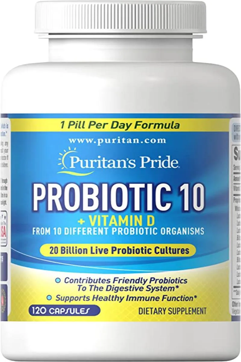 PROBIóTICO PROBIOTIC-10 20BI E VITAMINA D3 120 CAPS PURITANS PRIDE