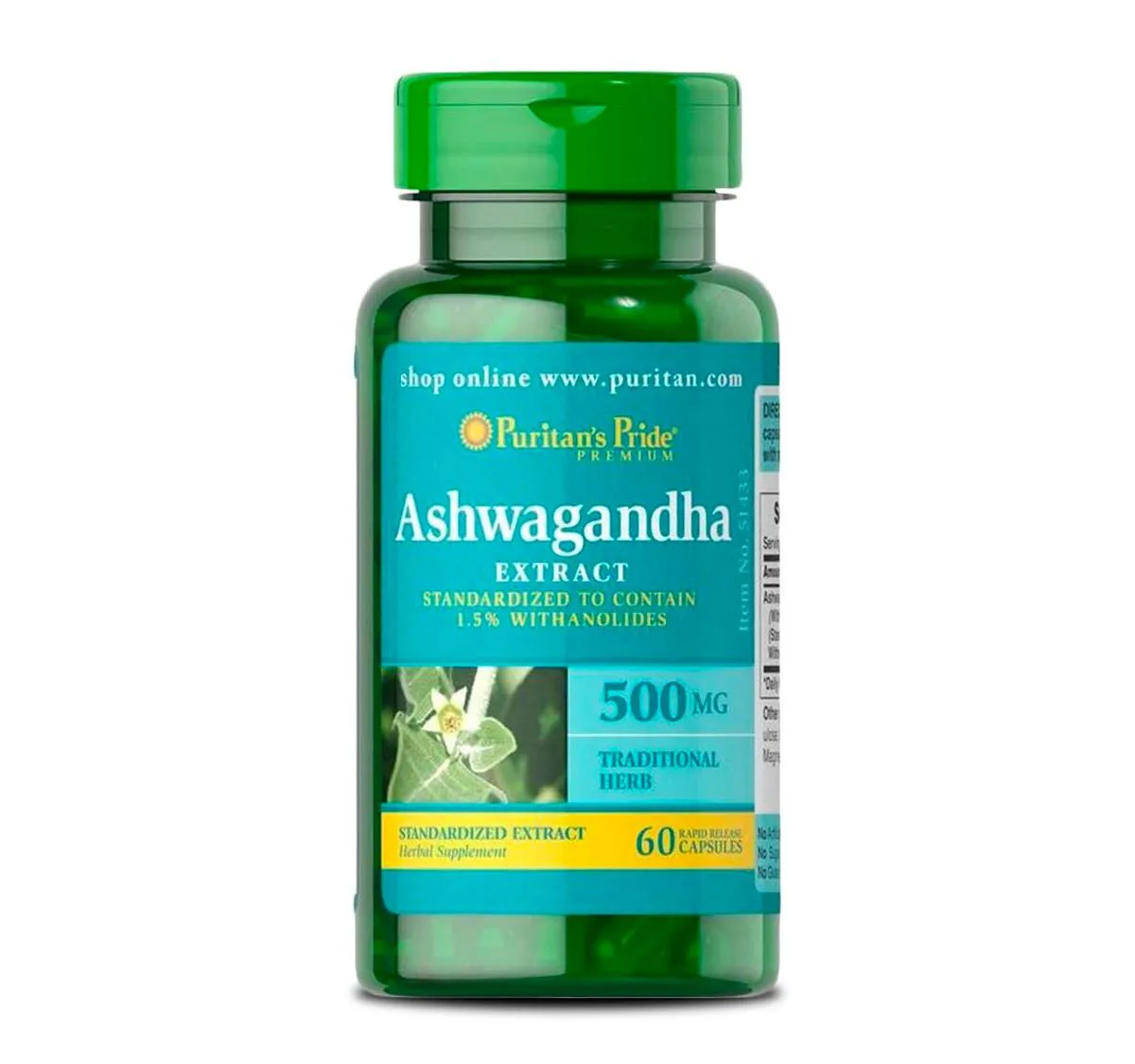ASHWA GANDHA EXTRACT 500MG 60CAPS PURITANS PRIDE