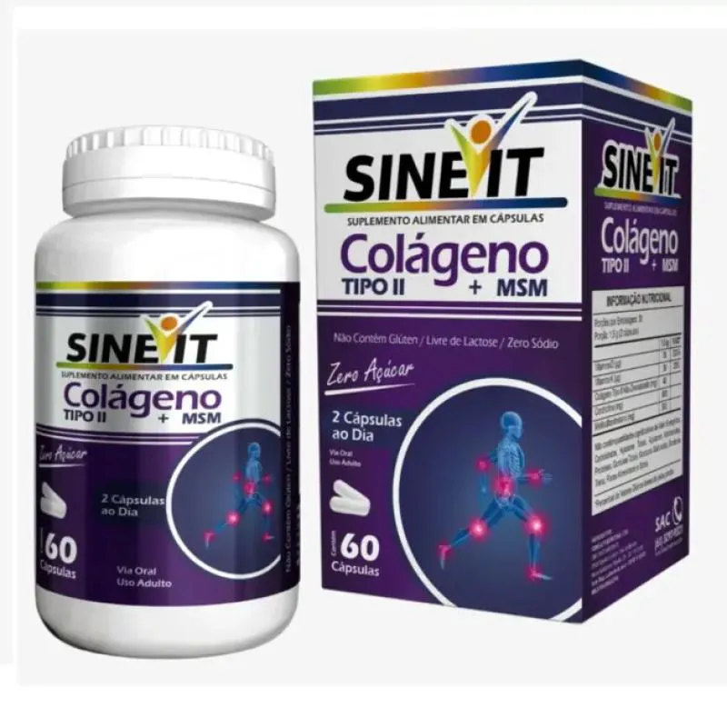 COLáGENO TIPO 2 + MSM 60 CáPSULAS - SINEVIT Roxo SEM Sabor