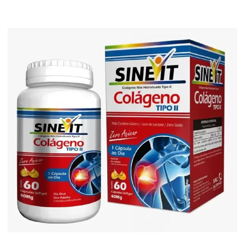COLáGENO TIPO 2 40MG 60 CáPSULAS - SINEVIT Azul Gelo SEM Sabor