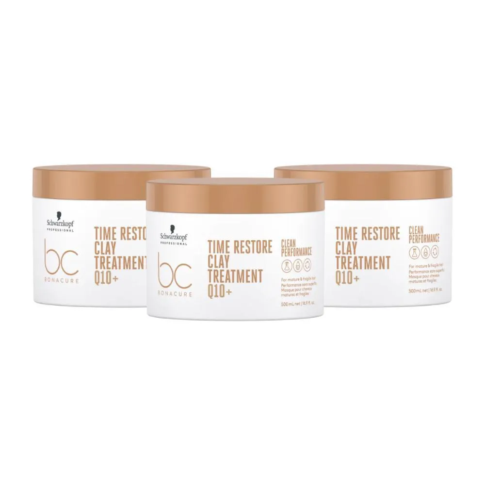 SCHWARZKOPF TIME RESTORE CLAY Q10+ KIT 3 MáSCARA 500ML