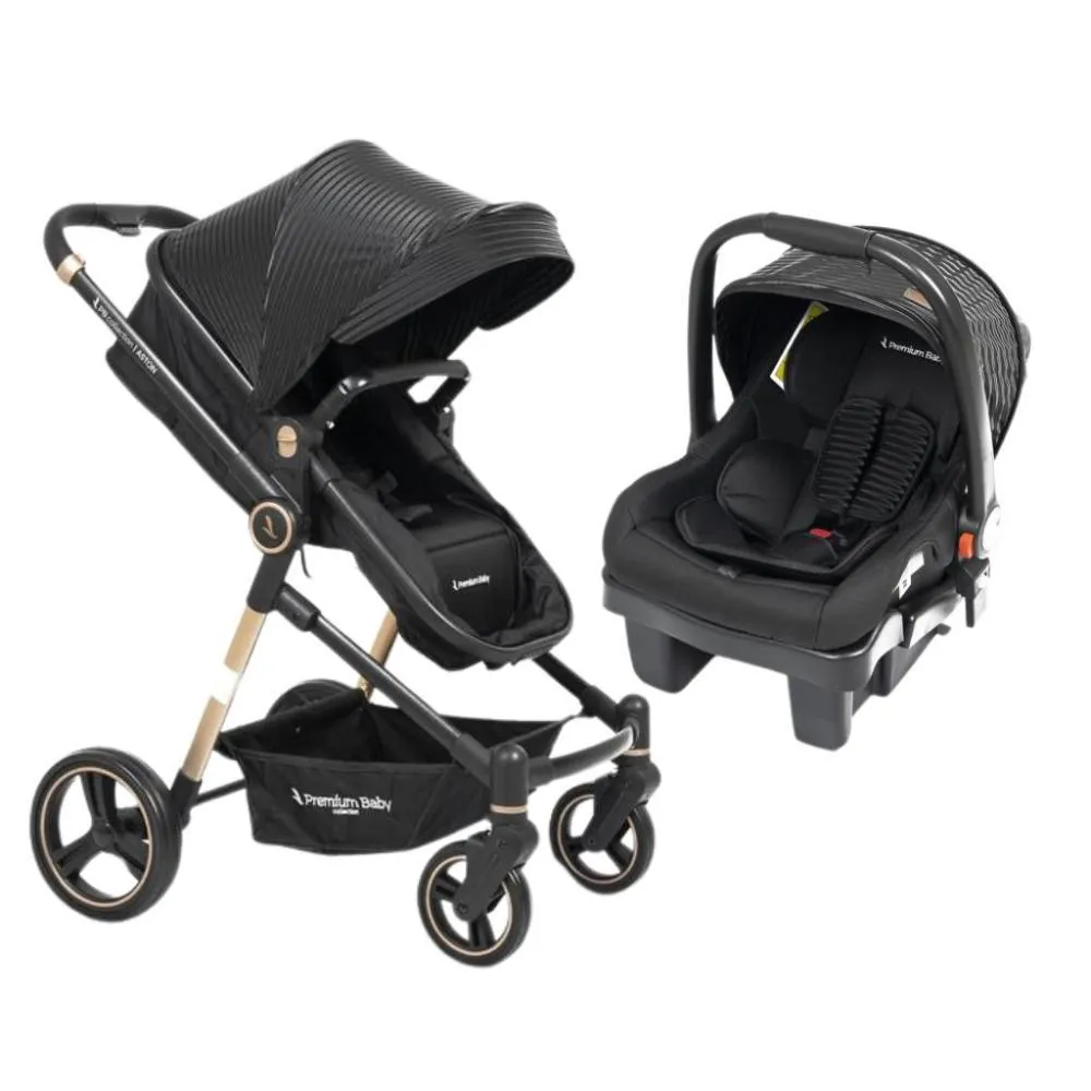 CARRINHO COM BEBê CONFORTO TS ASTON COM BASE GOLD/BLACK PREMIUM BABY