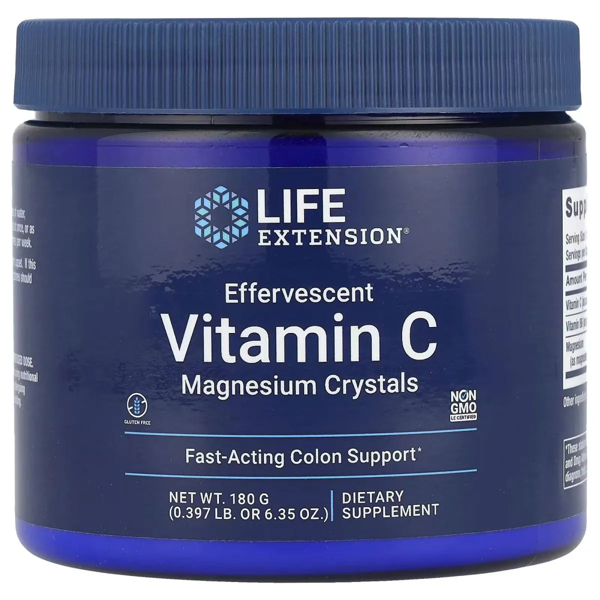 VITAMINA C EFERVESCENTE COM CRISTAIS DE MAGNéSIO 180G LIFE EXTENSION