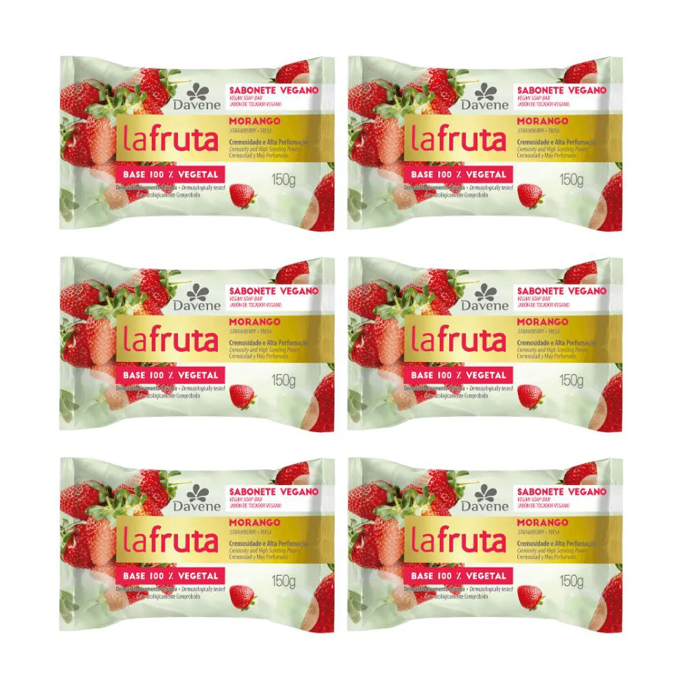 COMBO 10023 (6 X SABONETE EM BARRA VEGETAL LA FRUTA MORANGO 150G)