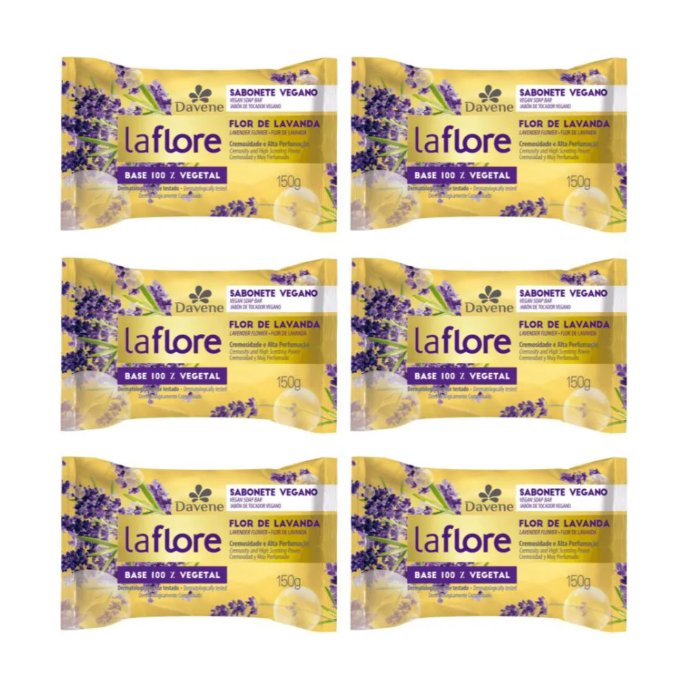 COMBO 10028 (6 X SABONETE EM BARRA VEGETAL LA FLORE LAVANDA 150G)