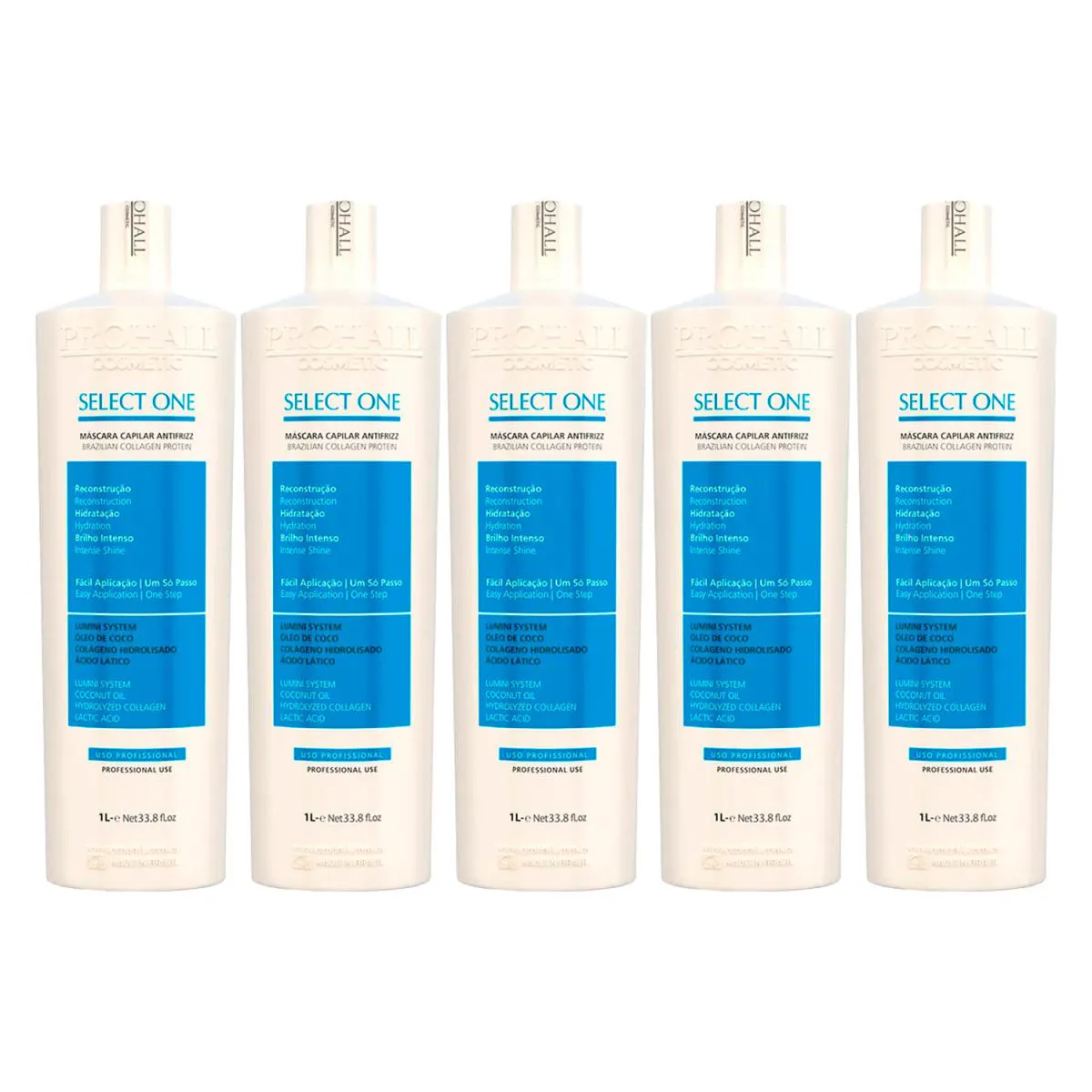 KIT 5 SELECT ONE PROHALL 1 LITRO TRATAMENTO ANTIFRIZZ
