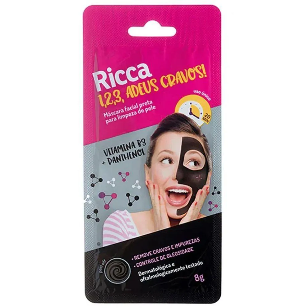 MáSCARA FACIAL ADEUS CRAVOS RICCA - PRETO