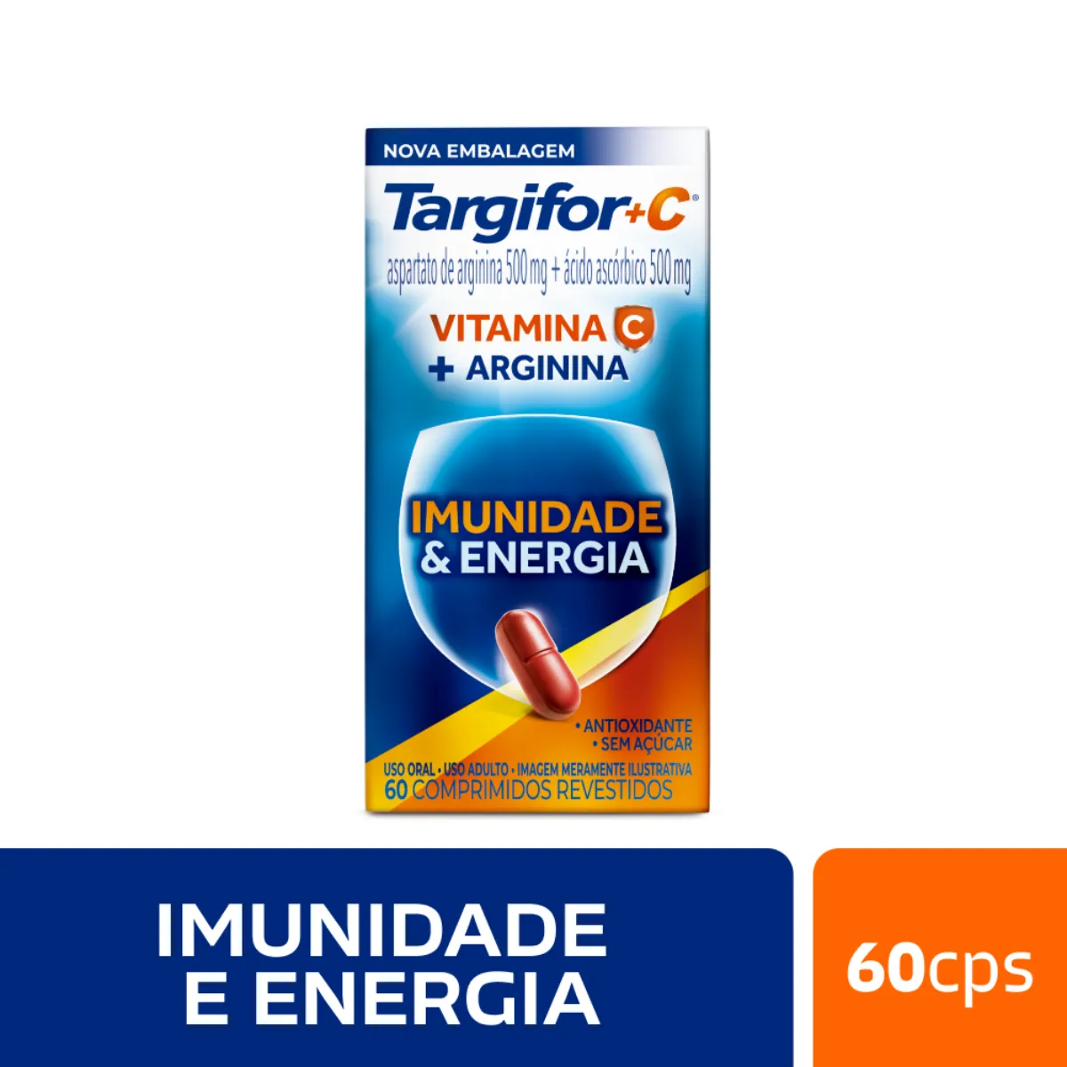 Vitamina C 500mg + Arginina 500mg Targifor+C 60 comprimidos